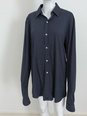 Buttercloth Men's Navy Geometric-Print Long Sleeve Button-Down Shirt